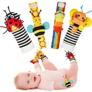 Infinno Baby Wrist Rattle Socks and Foot Finder Set, Perfect Baby Toys for 0-12 Months Newborn Boys and Girls As Shower Gifts, Garden Bug Series : Toys & Games - Amazon