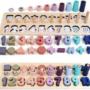 QZMTOY Counting Shape Stacker Wooden Count Sort Stacking Tower with Wood Colorful Number Shape Math Blocks for Kids Preschool Educational Toddlers Toy : Toys & Games - Amazon