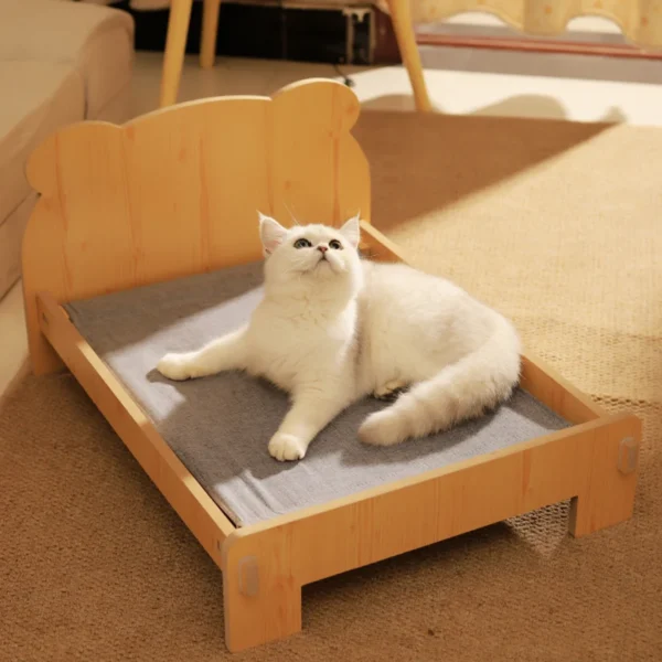 Cat Bed Wooden Cat and Dog Bed with Teddy Bear Pattern Indoor Pet Furniture Floor To Ceiling Bed(20*11inch)Comfortable Durable - AliExpress - Image 5