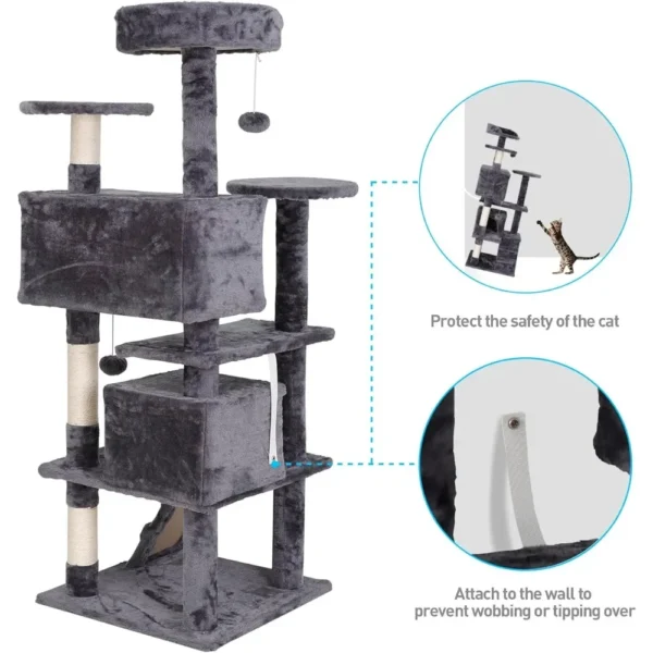 54-Inch Cat Tree Multi-Level Condo Tower Bed Furniture Kitten Play House with Scratching Posts - AliExpress - Image 5