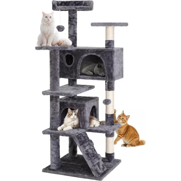 54-Inch Cat Tree Multi-Level Condo Tower Bed Furniture Kitten Play House with Scratching Posts - AliExpress