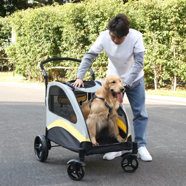 Dog Stroller Ultra-large 4 Wheels Pet Jogger Wagon Foldable Cart Travel Trolley Outdoor Animal Carrier Load Up To 55kg - AliExpress - Image 3