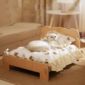 Cat Bed Wooden Cat and Dog Bed with Teddy Bear Pattern Indoor Pet Furniture Floor To Ceiling Bed(20*11inch)Comfortable Durable - AliExpress