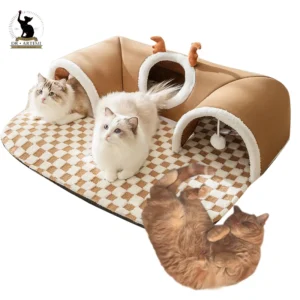 Warm Pet House Cat Tunnel Bed with Peekaboo Plush Ballet Toy Indoor Kitten Tube Accent for Multiple Cats Small for Rabbit - AliExpress