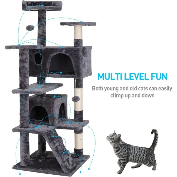 54-Inch Cat Tree Multi-Level Condo Tower Bed Furniture Kitten Play House with Scratching Posts - AliExpress - Image 6