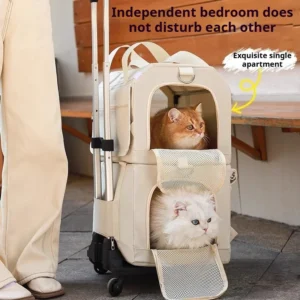 Double Layer Cat Carrier Backpack Foldable Pet Trolley Case Breathable Large Capacity for Two Cats Spring Summer Travel - AliExpress
