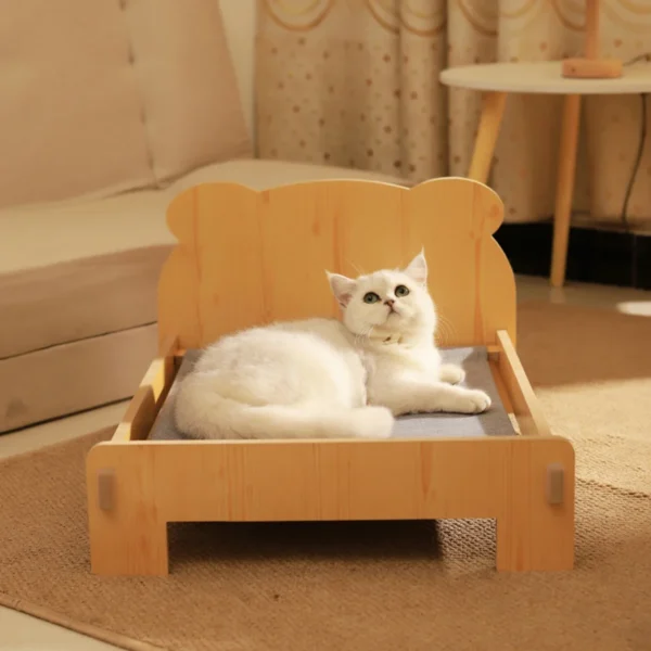 Cat Bed Wooden Cat and Dog Bed with Teddy Bear Pattern Indoor Pet Furniture Floor To Ceiling Bed(20*11inch)Comfortable Durable - AliExpress - Image 6