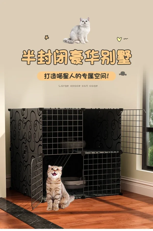 Family Indoor Cat Panoramic Villa Free Space Pet Fence Fence Cat Nest - AliExpress - Image 6