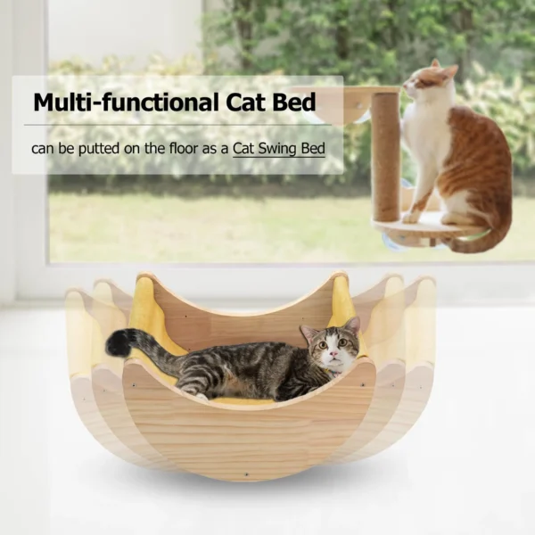 Wooden Cat Window Hammock with Suction Cups - Hanging Swing Bed Perch for Cats & Small Dogs | Space-Saving Pet Lounger - AliExpress - Image 2
