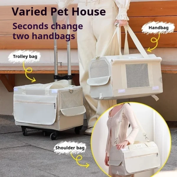 Double Layer Cat Carrier Backpack Foldable Pet Trolley Case Breathable Large Capacity for Two Cats Spring Summer Travel - AliExpress - Image 3