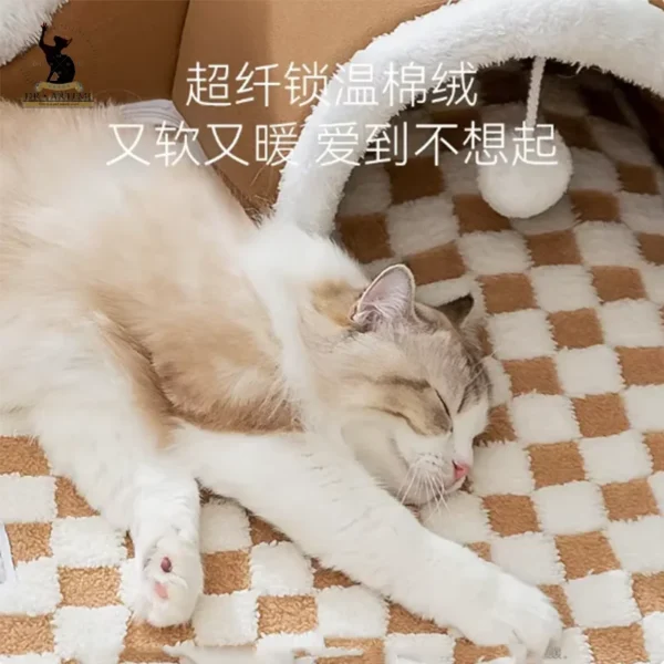 Warm Pet House Cat Tunnel Bed with Peekaboo Plush Ballet Toy Indoor Kitten Tube Accent for Multiple Cats Small for Rabbit - AliExpress - Image 4
